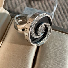 Bvlgari Optical Black Onyx Diamond Spinning Ring 18k White Gold Steel