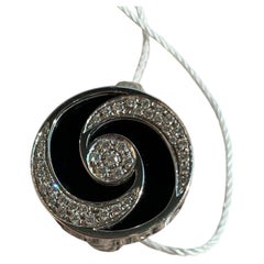 Bvlgari Optical Black Onyx Diamond Spinning Ring 18k White Gold Steel