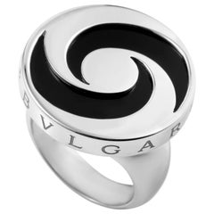 Bvlgari Optical Illusion 18 Karat White Gold Spinning Onyx Ring
