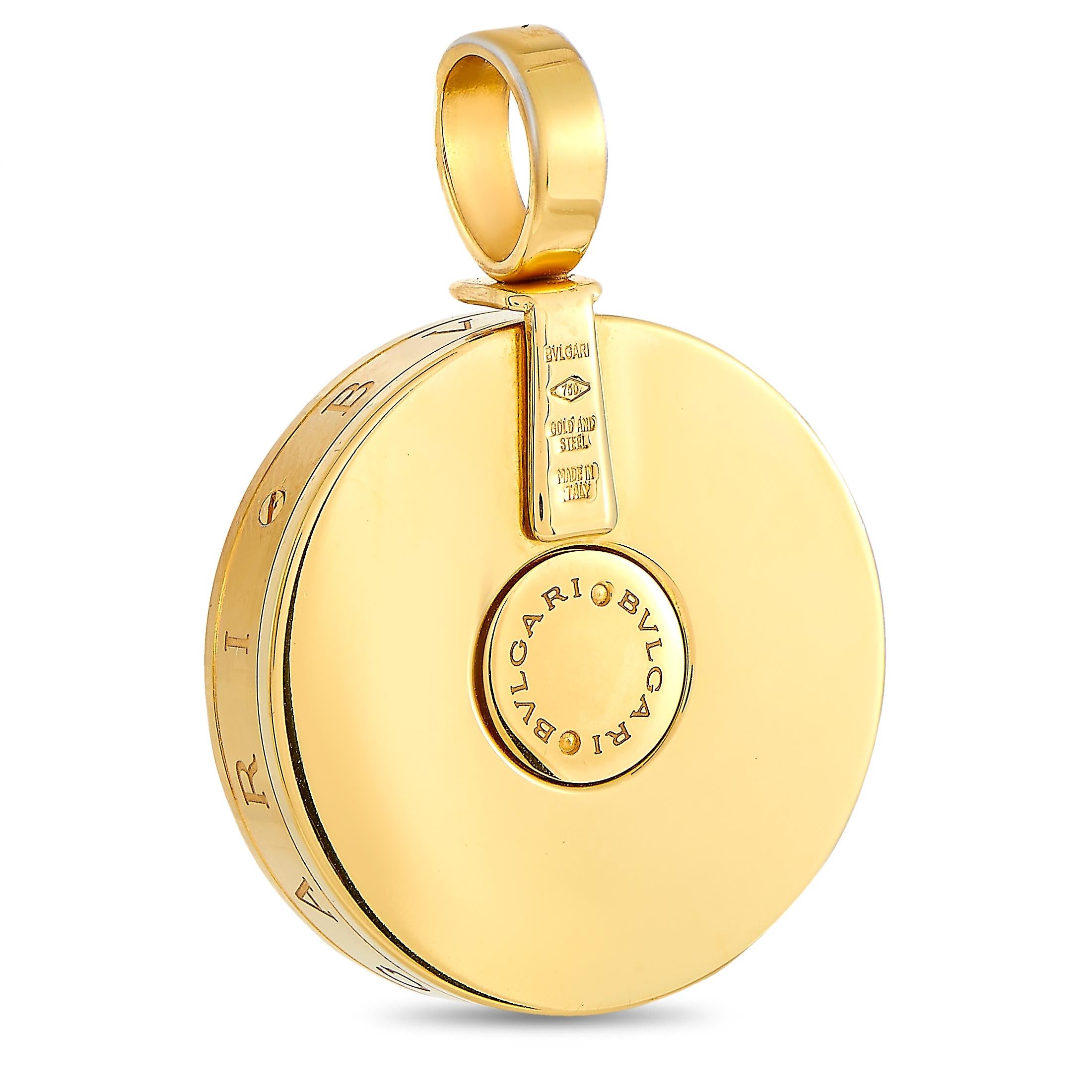 Bvlgari Optical Illusion 18 Karat Yellow Gold Mother of Pearl Spinning Pendant In Excellent Condition In Southampton, PA