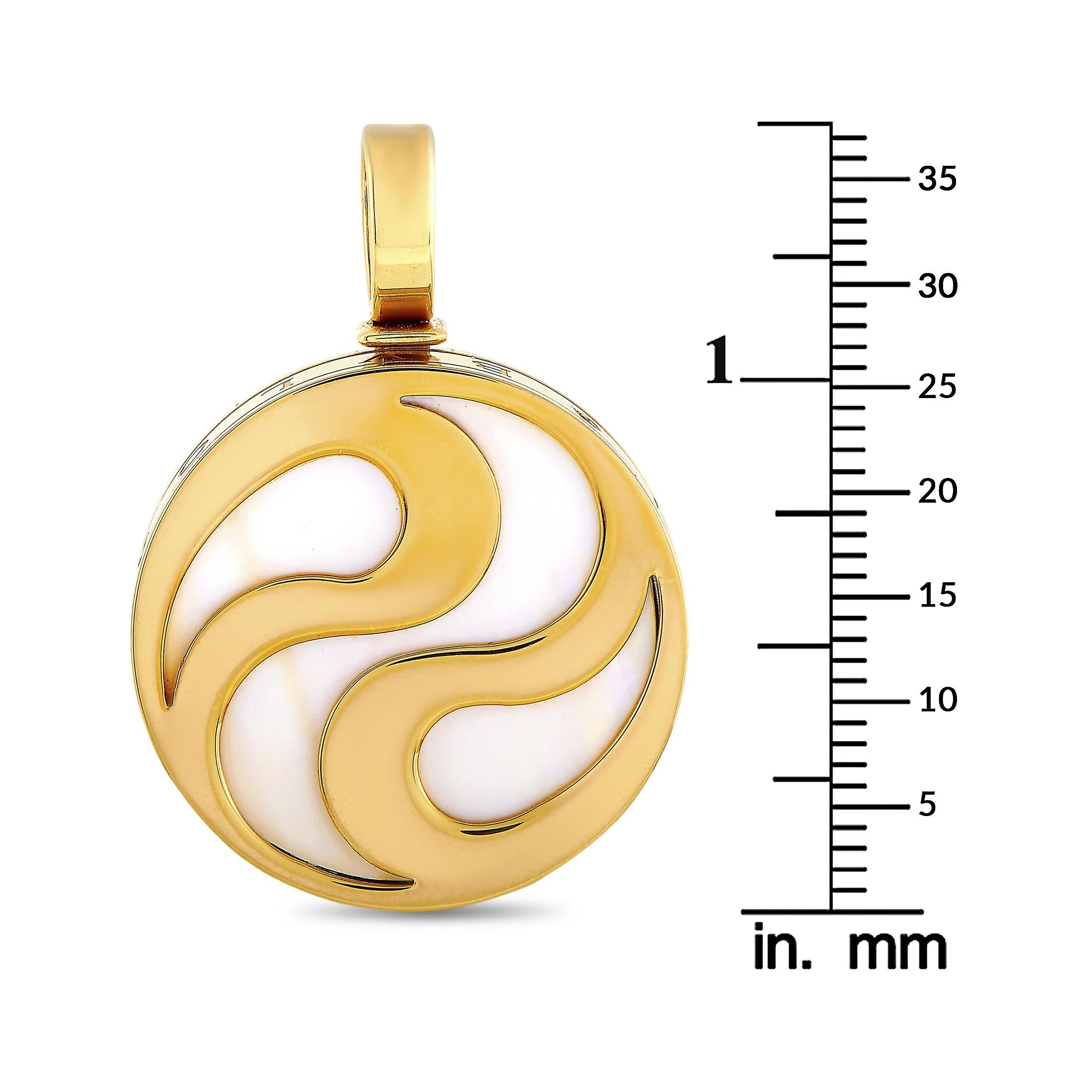 Bvlgari Optical Illusion 18 Karat Yellow Gold Mother of Pearl Spinning Pendant 1