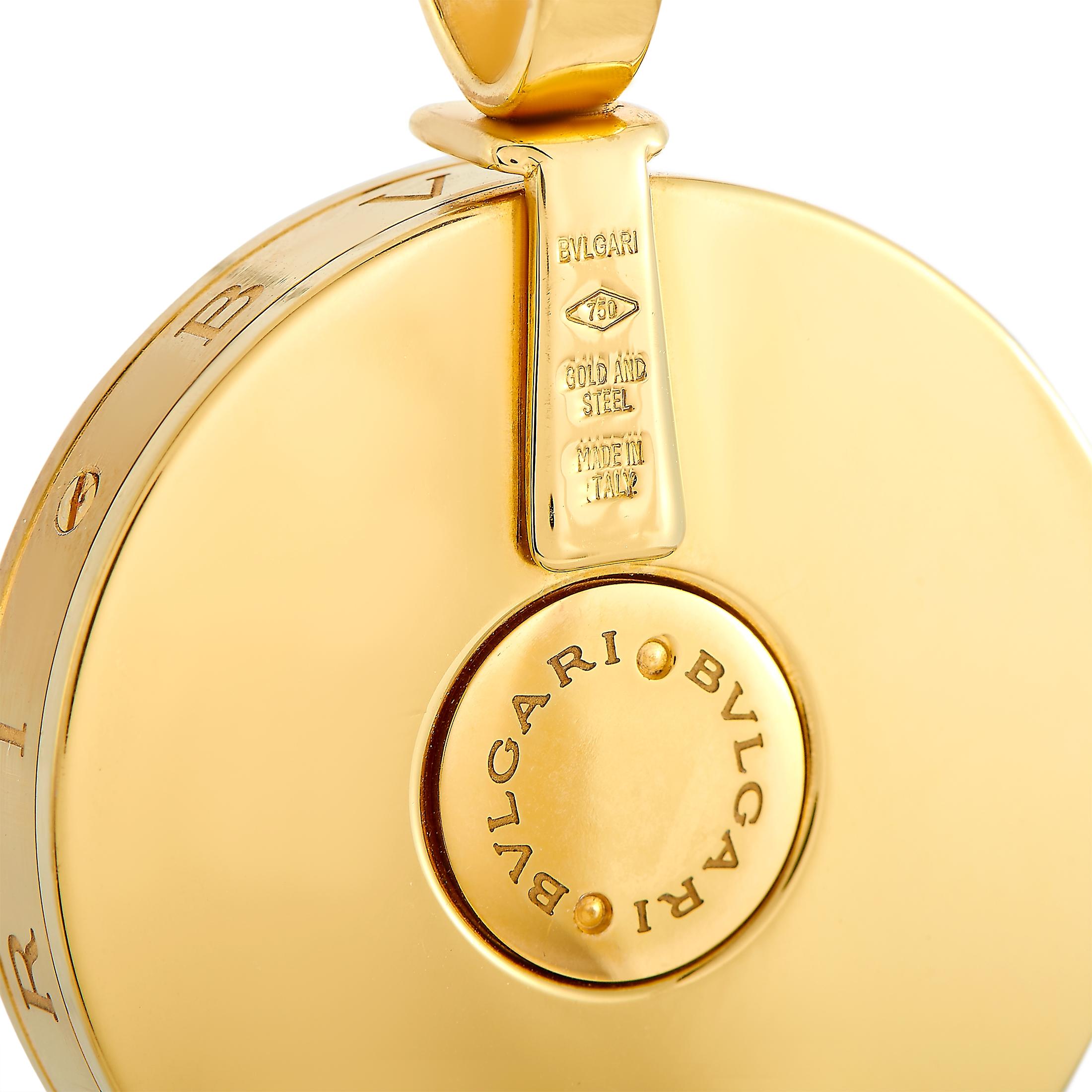 Bvlgari Optical Illusion 18 Karat Yellow Gold Mother of Pearl Spinning Pendant 2