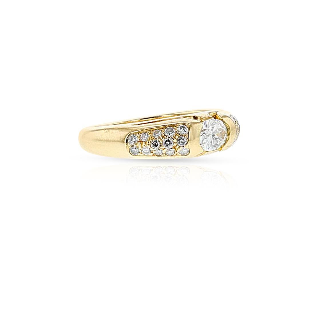 Oval Cut BVLGARI Oval Diamond Ring with Diamonds, 18k