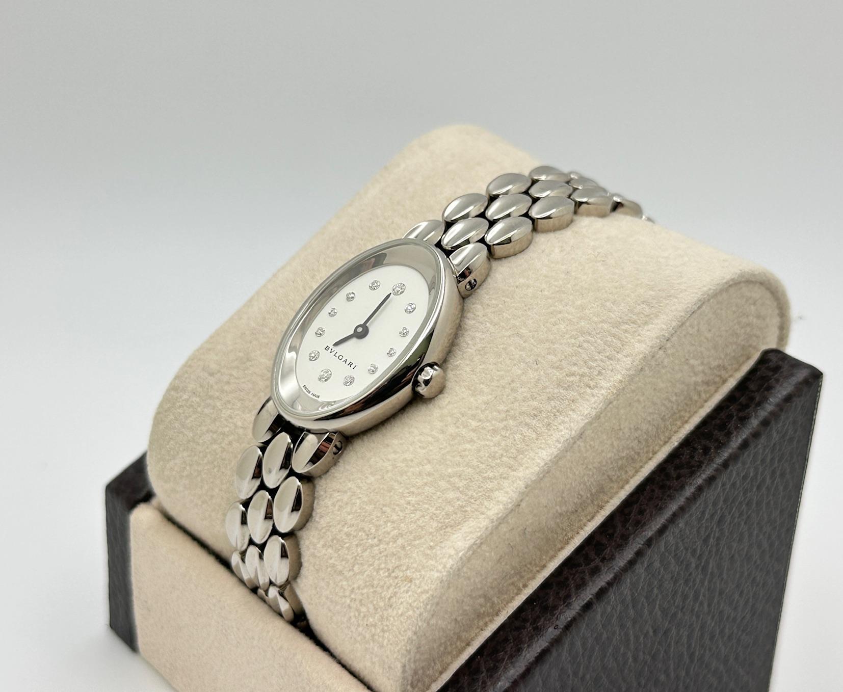 Donna Bvlgari Ovale OVW27G Quadrante di diamanti in oro bianco 18 carati Scatola di Carta in vendita