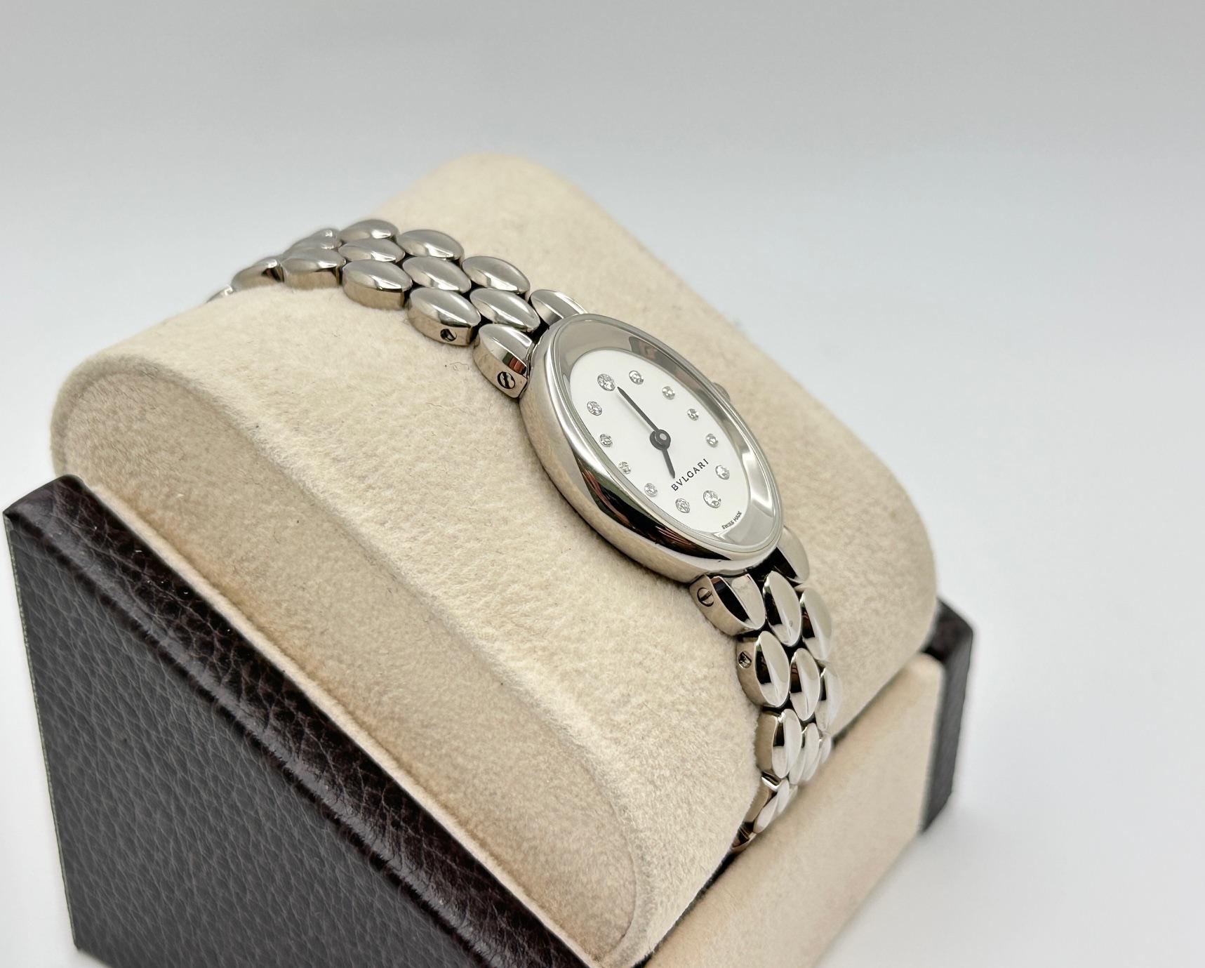 Bvlgari Ovale OVW27G Quadrante di diamanti in oro bianco 18 carati Scatola di Carta in vendita 1