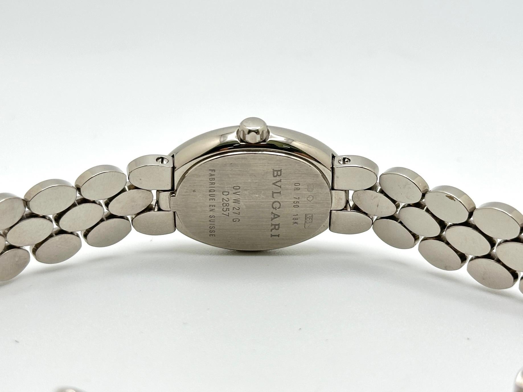 Bvlgari Ovale OVW27G Quadrante di diamanti in oro bianco 18 carati Scatola di Carta in vendita 2