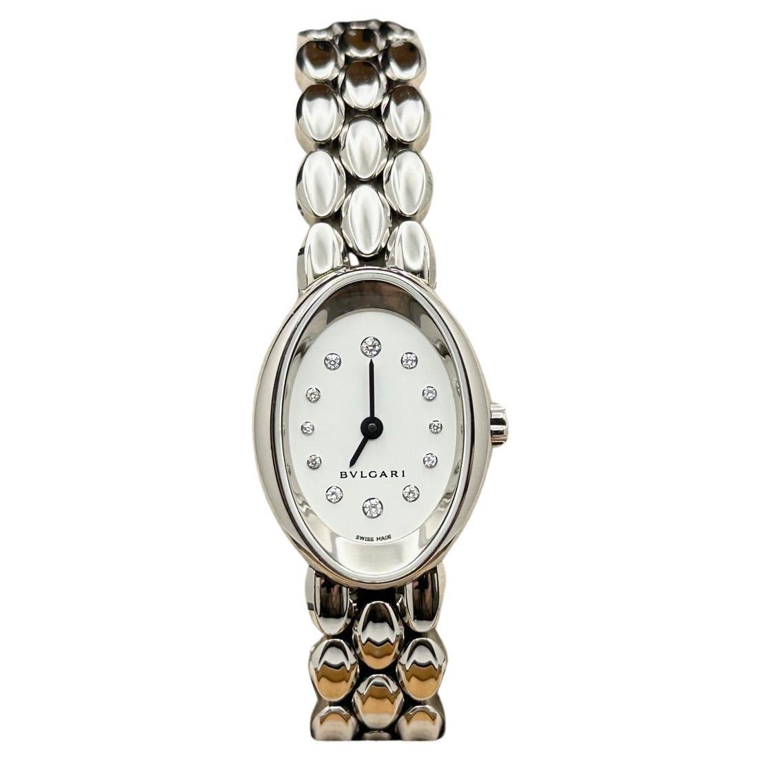 Bvlgari Ovale OVW27G Quadrante di diamanti in oro bianco 18 carati Scatola di Carta in vendita
