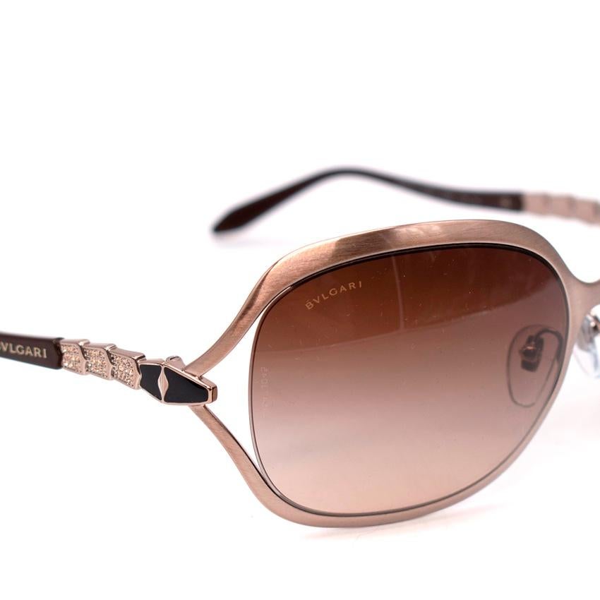 White Bvlgari Oversized Brown Embellished Arm Sunglasses For Sale