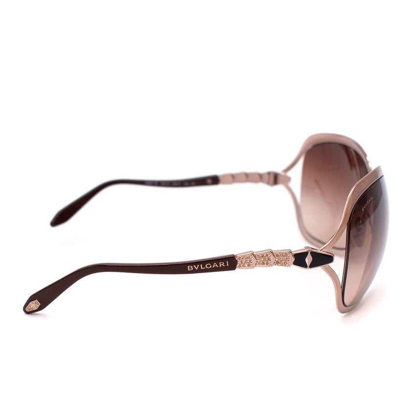 Bvlgari Oversized Brown Embellished Arm Sunglasses In Excellent Condition For Sale In London, GB