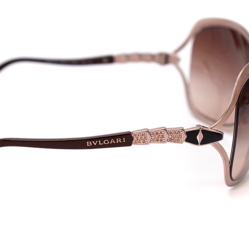 Women's Bvlgari Oversized Brown Embellished Arm Sunglasses For Sale
