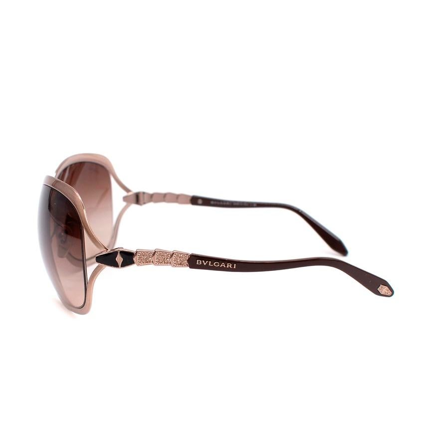 Bvlgari Oversized Brown Embellished Arm Sunglasses For Sale 2
