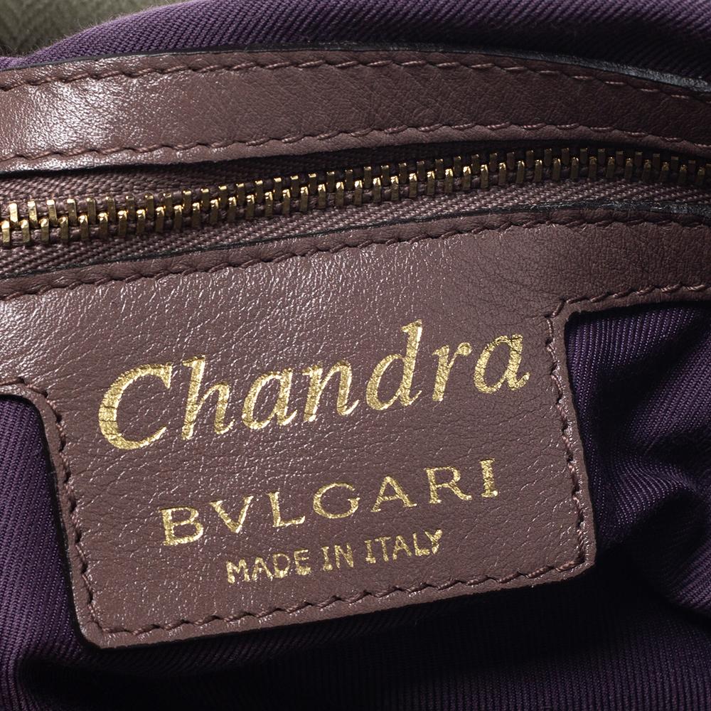 Bvlgari Pale Green/Purple Canvas and Leather Chandra Hobo 2