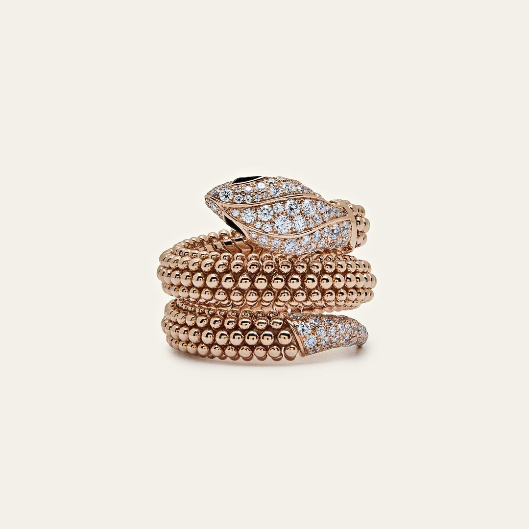 Bvlgari Pallini Serpenti Ring 358664 Rose Gold (Rundschliff) im Angebot