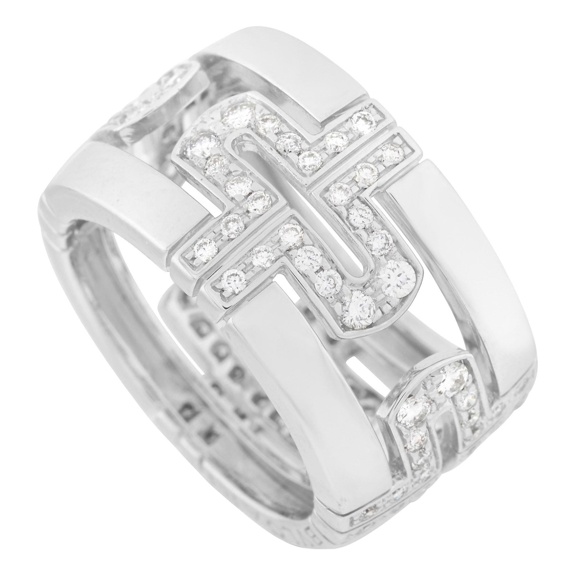 Bvlgari Parentesi 18 Karat White Gold 0.70 Carat Diamond Cross Ring