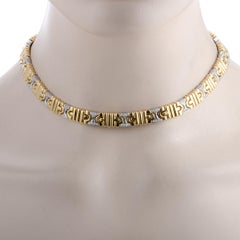 Bvlgari Parentesi 18 Karat Gelb- und Weißgold Diamant-Halskette mit Pavé-Diamant