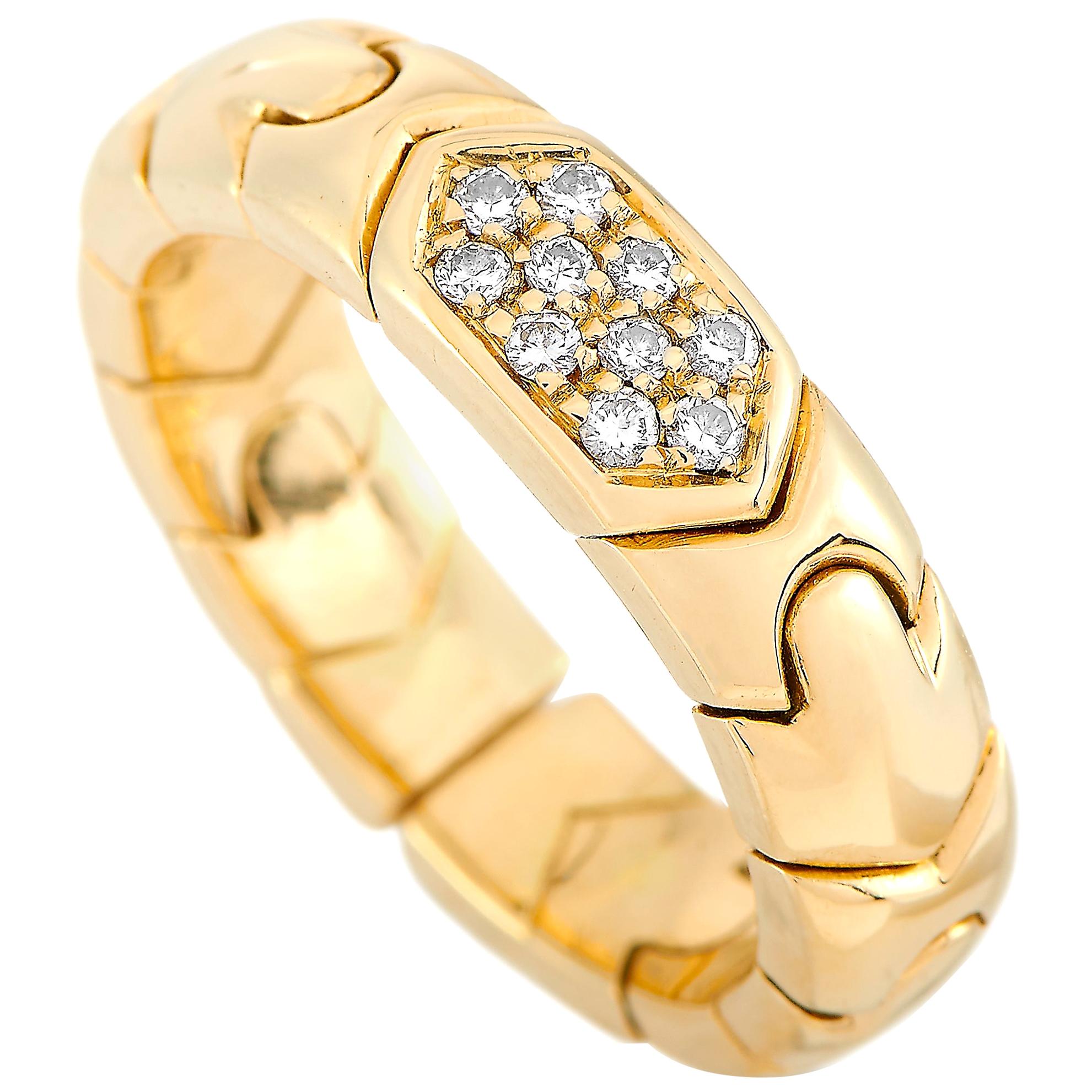 Bvlgari Parentesi 18 Karat Yellow Gold Diamond Band Ring