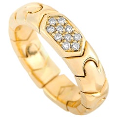 Bvlgari Parentesi 18 Karat Yellow Gold Diamond Band Ring