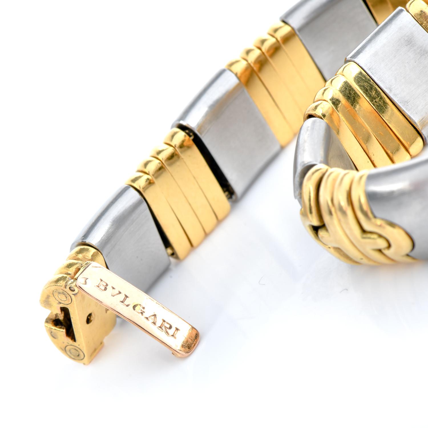 Bvlgari Parentesi Gliederarmband aus 18 Karat Gold und Edelstahl Damen im Angebot