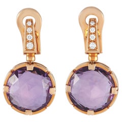 Bvlgari Parentesi 18k Rose Gold 0.15 Ct Diamond and Amethyst Earrings