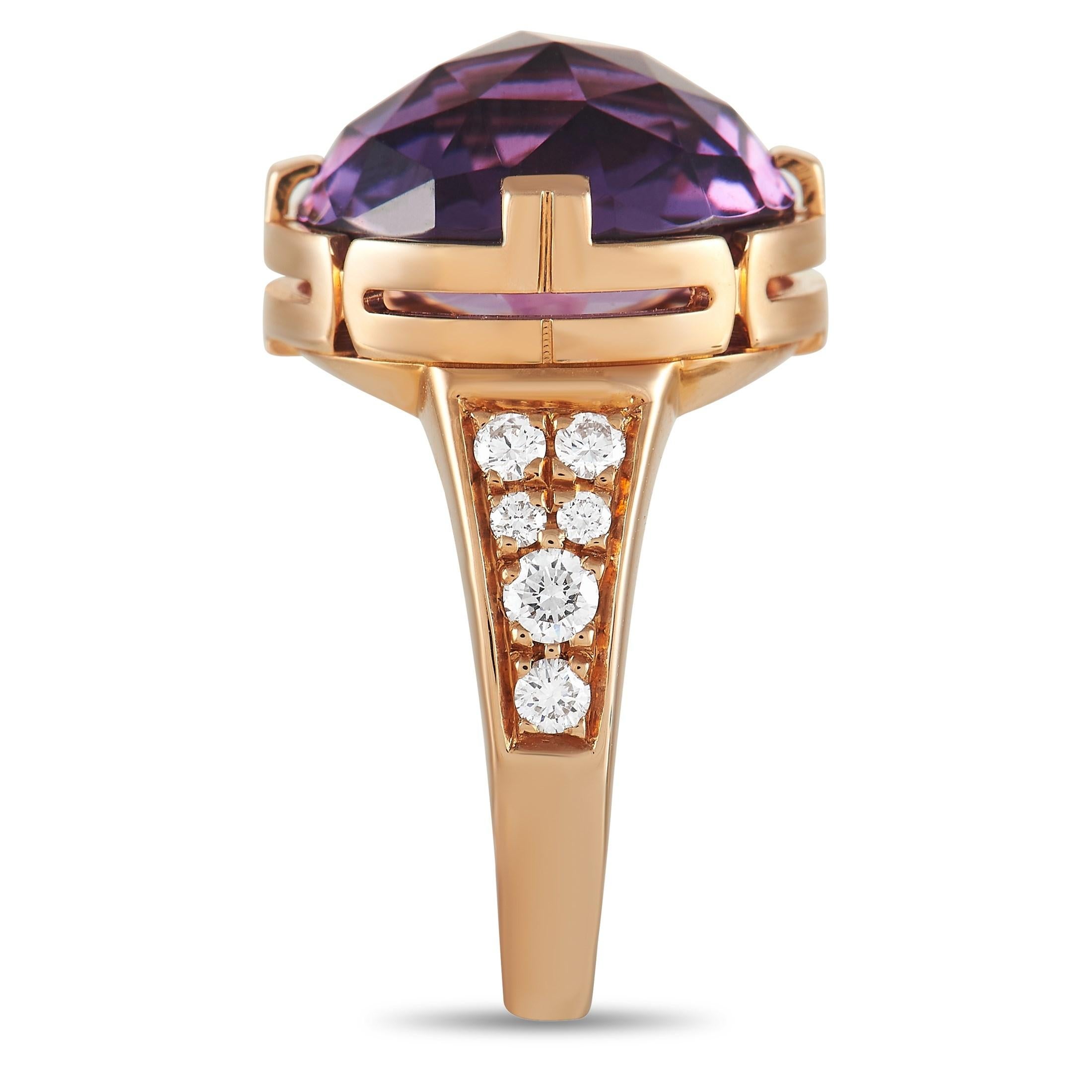 Bvlgari Parentesi Ring aus 18 Karat Roségold mit 0,30 Karat Diamant und Amethyst (Gemischter Schliff)