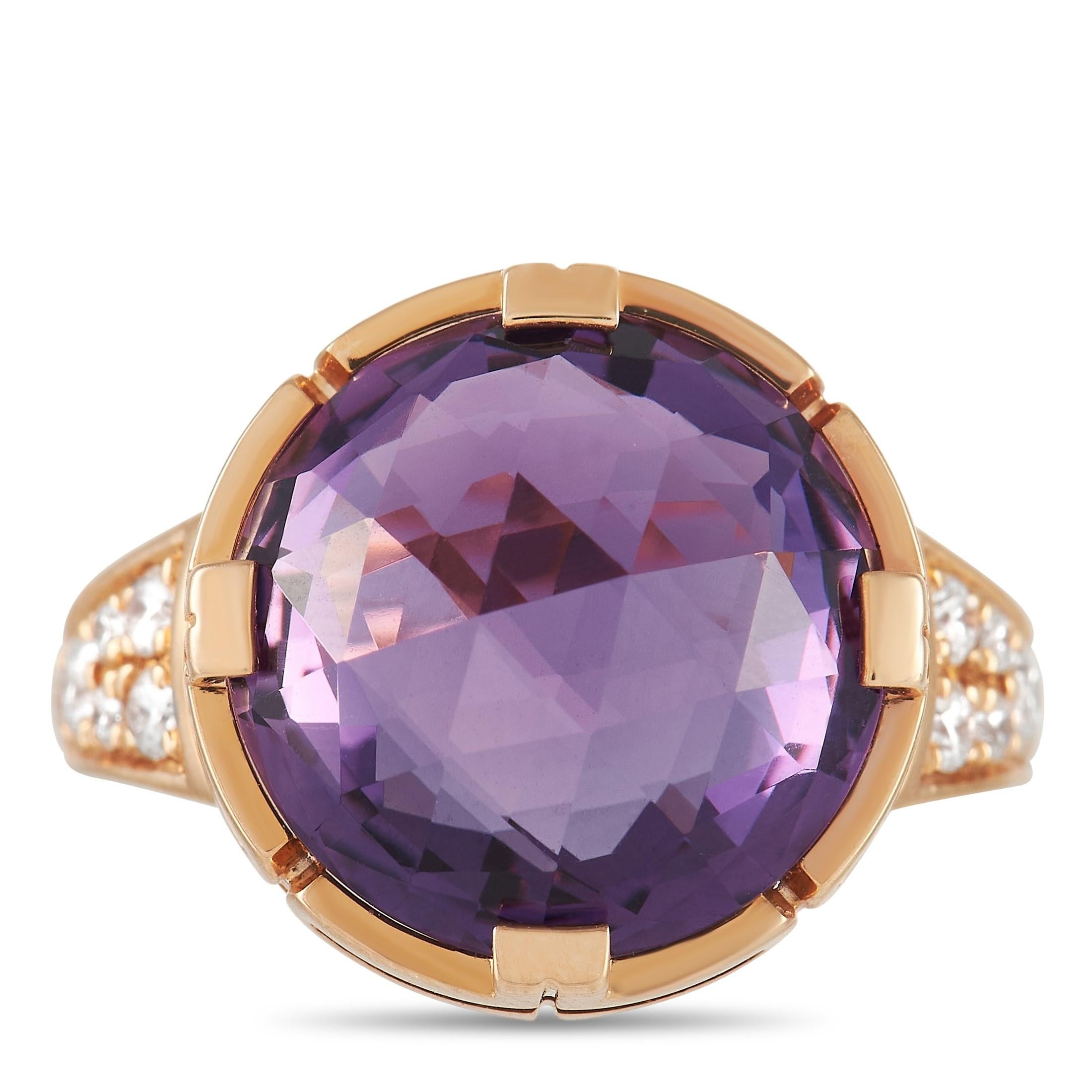 Bvlgari Parentesi 18K Rose Gold 0.30 Ct Diamond and Amethyst Ring In Excellent Condition In Southampton, PA
