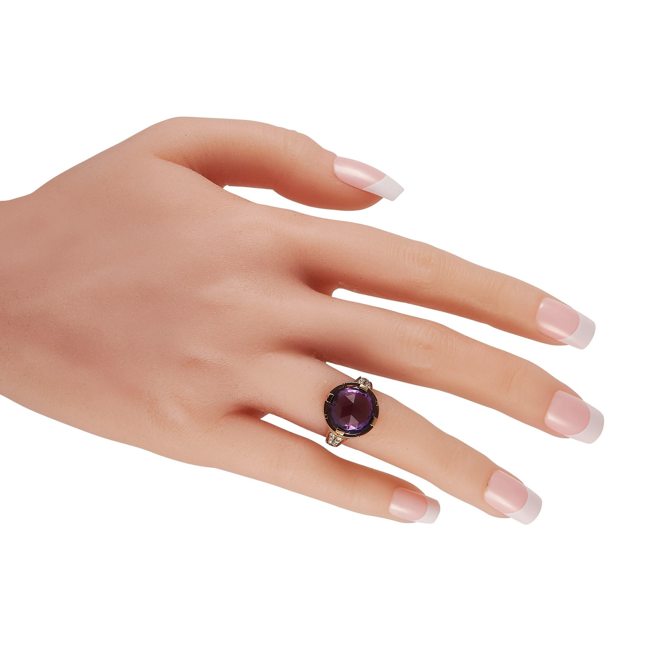 Bvlgari Parentesi Ring aus 18 Karat Roségold mit 0,30 Karat Diamant und Amethyst im Zustand „Hervorragend“ in Southampton, PA
