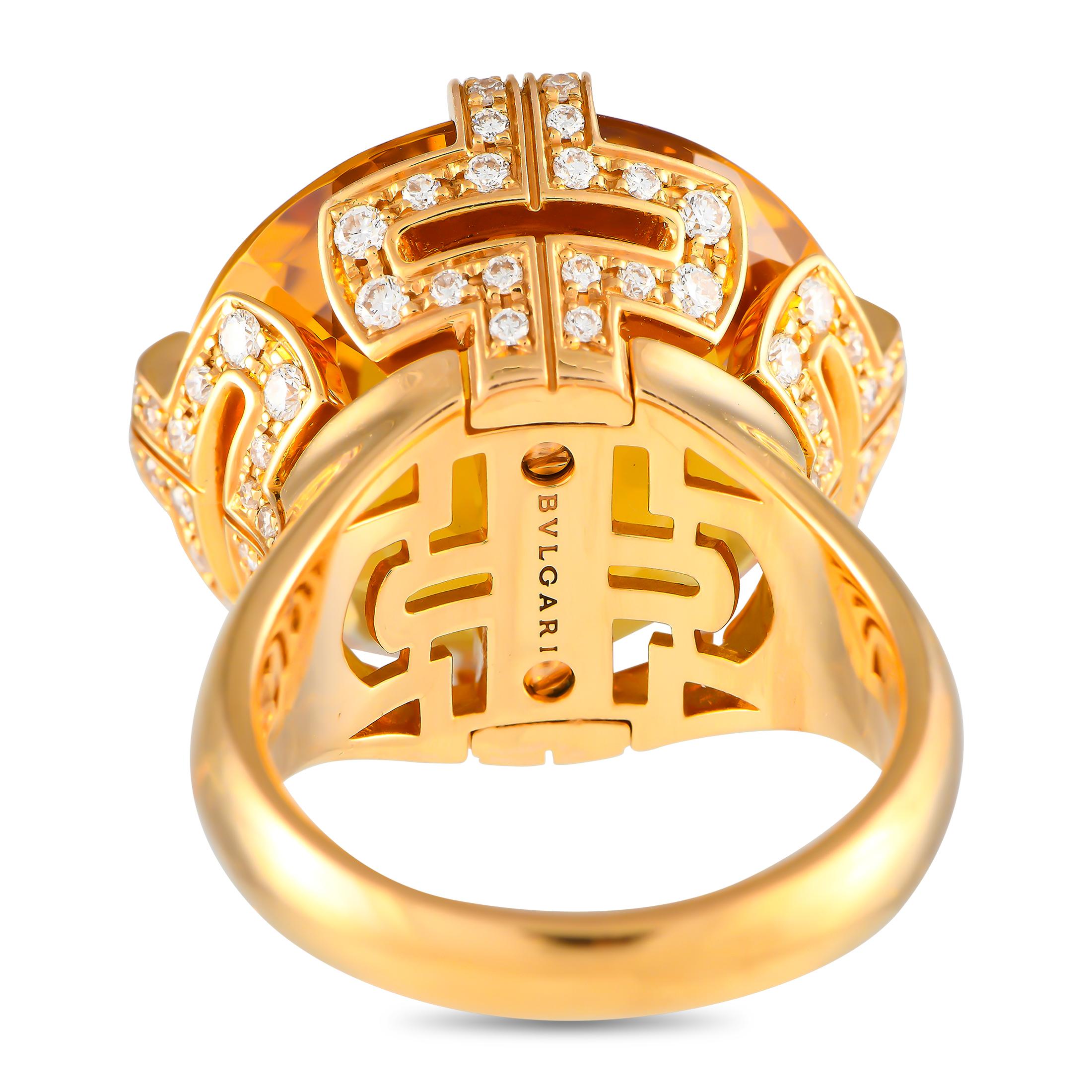 Bvlgari Parentesi Ring aus 18 Karat Roségold mit 0,70 Karat Diamant und Citrin im Zustand „Hervorragend“ in Southampton, PA