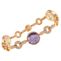 Bracciale Bvlgari Parentesi in oro rosa 18k con diamanti, citrini e ametista da 0,90 carati