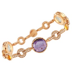 Bvlgari Parentesi 18k Rose Gold 0.90 Ct Diamond, Citrine, and Amethyst Bracelet