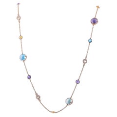 Collana lunga Bvlgari Parentesi in oro rosa 18 carati con diamanti e pietre multiple