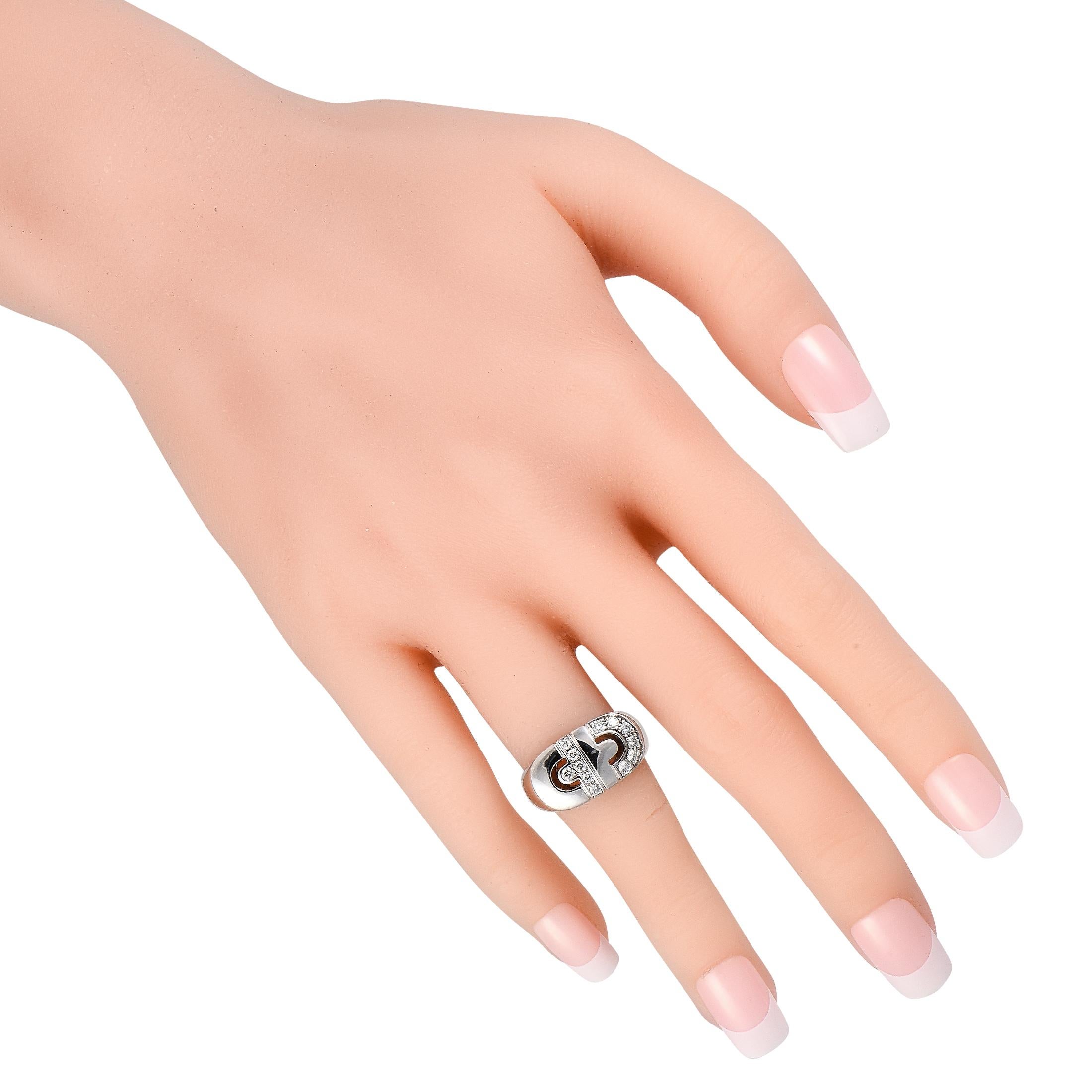 Round Cut Bvlgari Parentesi 18K White Gold 0.25ct Diamond Ring