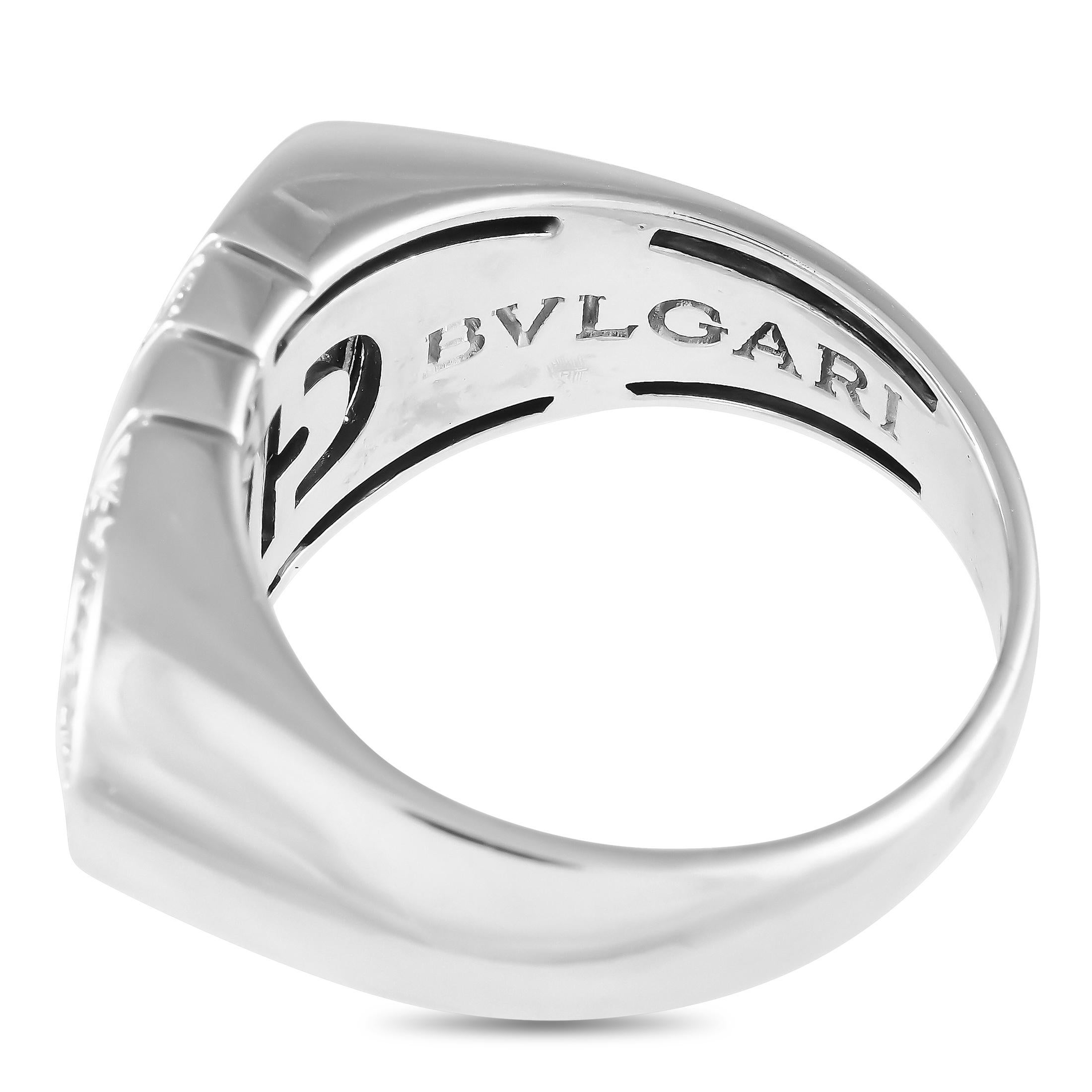 Bvlgari Parentesi 18K White Gold 0.25ct Diamond Ring In Excellent Condition In Southampton, PA