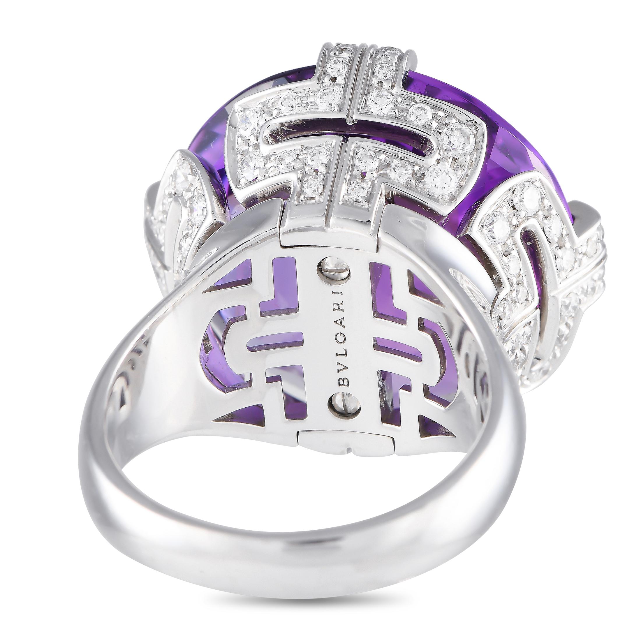 Anello Bvlgari Parentesi in oro bianco 18 carati con diamante e ametista da 0,70 carati In condizioni ottime a Southampton, PA