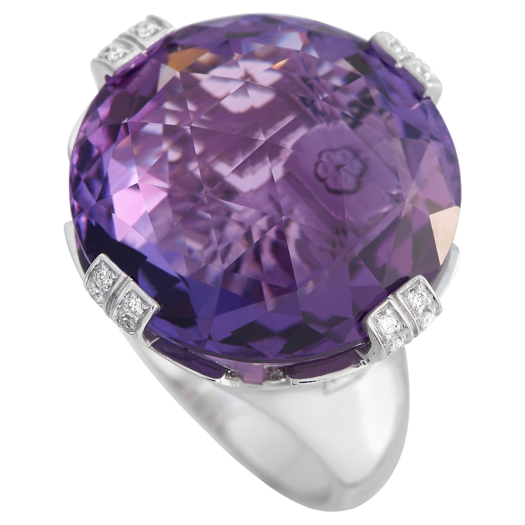 Bvlgari Parentesi: 18 Karat Weißgold Ring mit 0,70 Karat Diamant und Amethyst