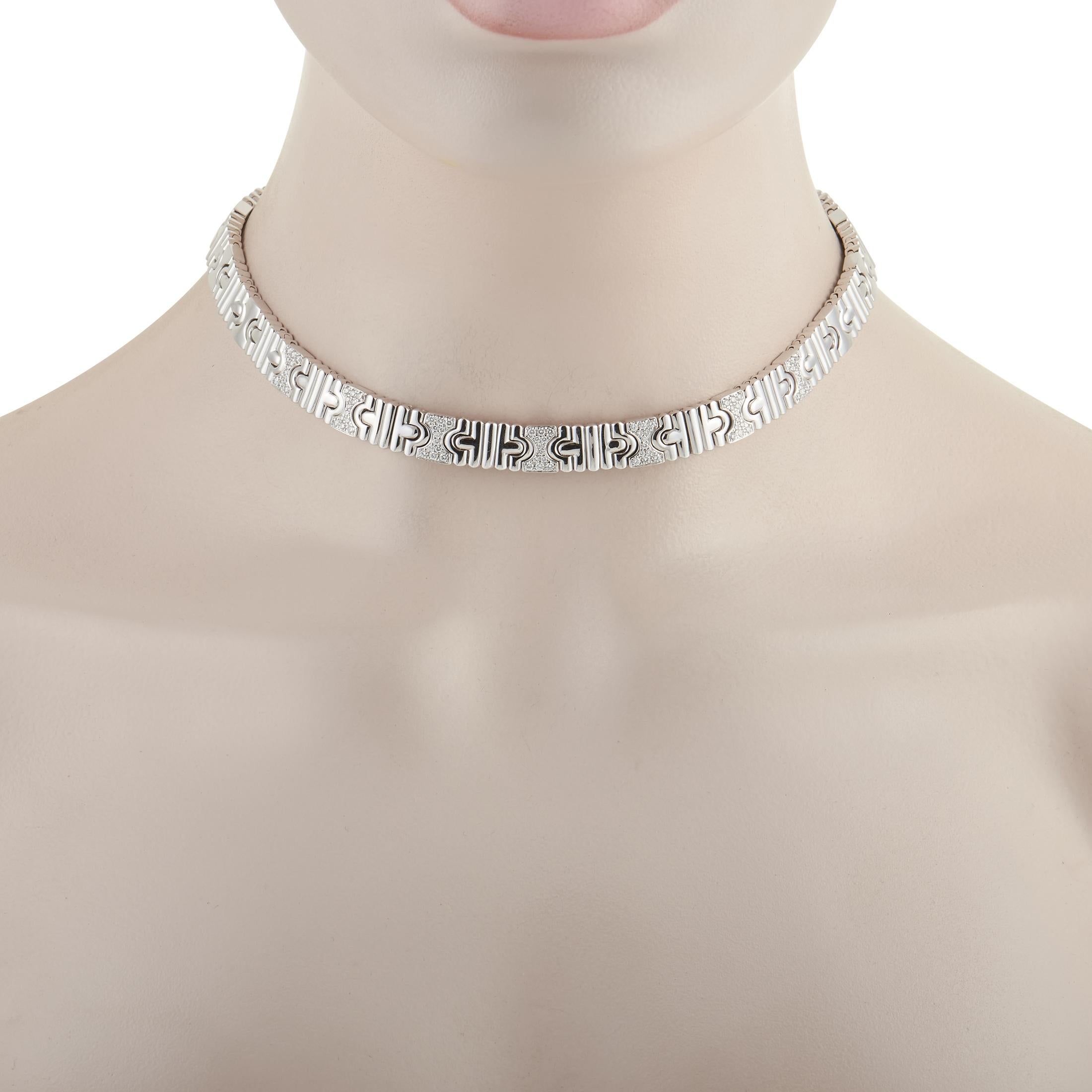 Bvlgari Parentesi 18K White Gold 0.85 Ct Diamond Necklace In Excellent Condition In Southampton, PA
