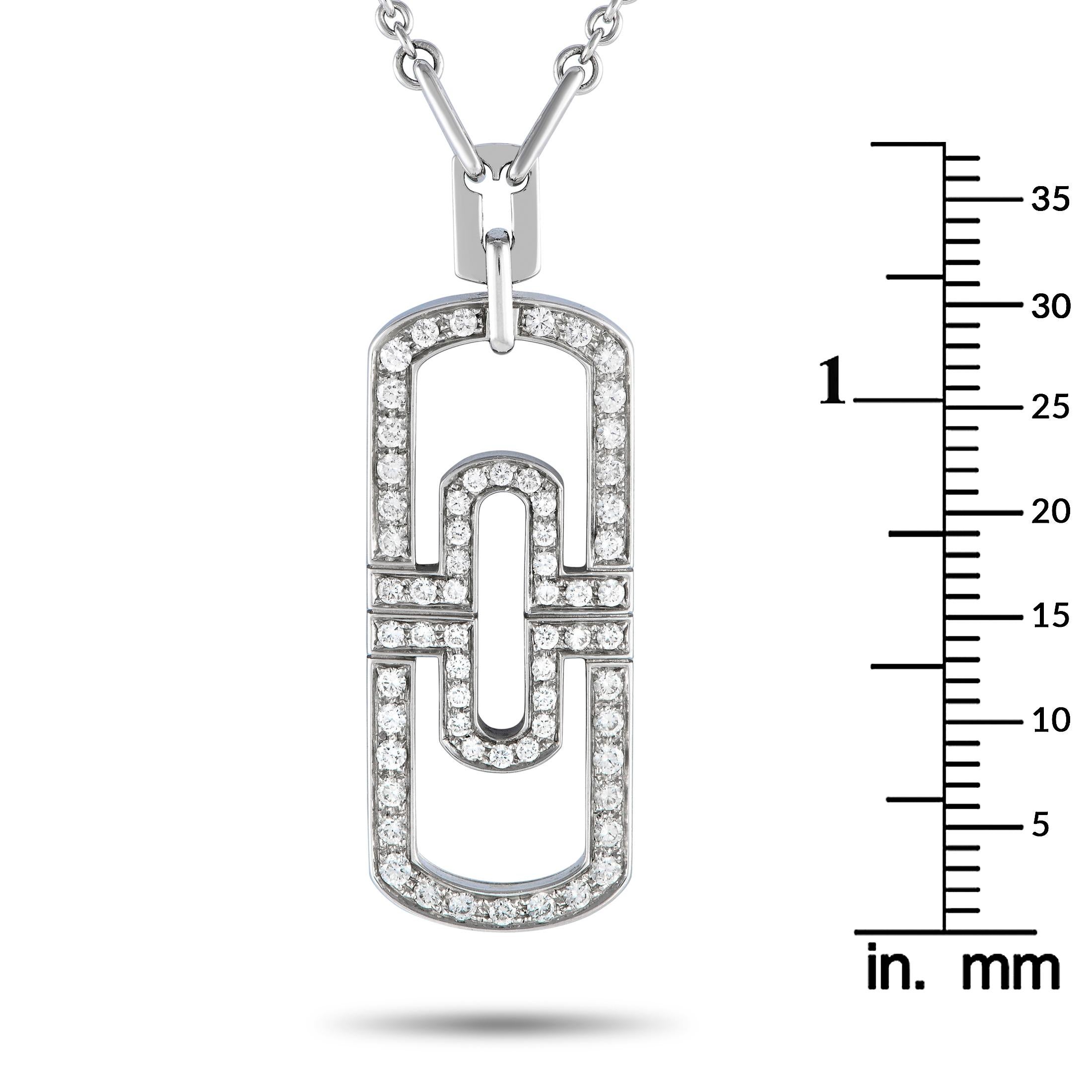 Bvlgari Parentesi 18K White Gold 1.20ct Diamond Necklace BV10-121323 In Excellent Condition In Southampton, PA