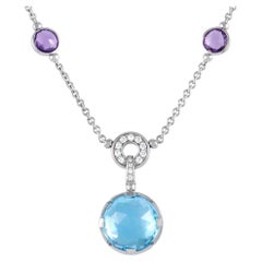 Bvlgari Parentesi 18K White Gold Diamond, Amethyst and Topaz Necklace