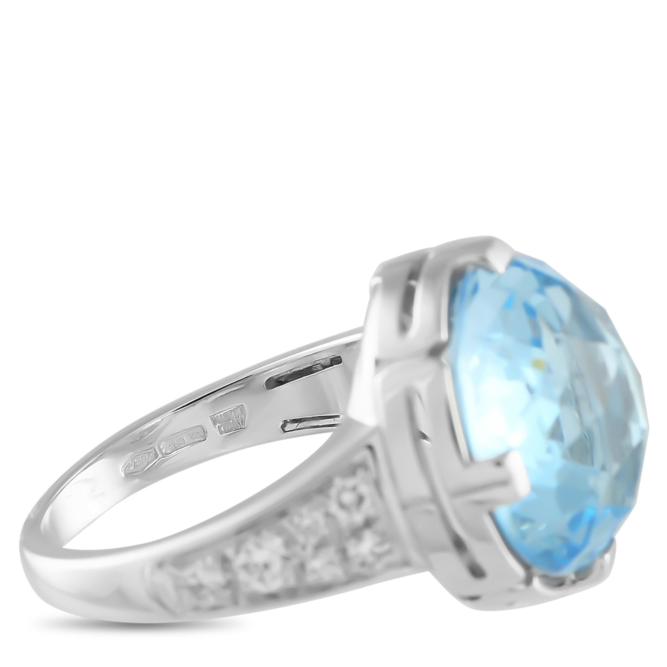 Women's Bvlgari Parentesi 18K White Gold Diamond and Topaz Ring