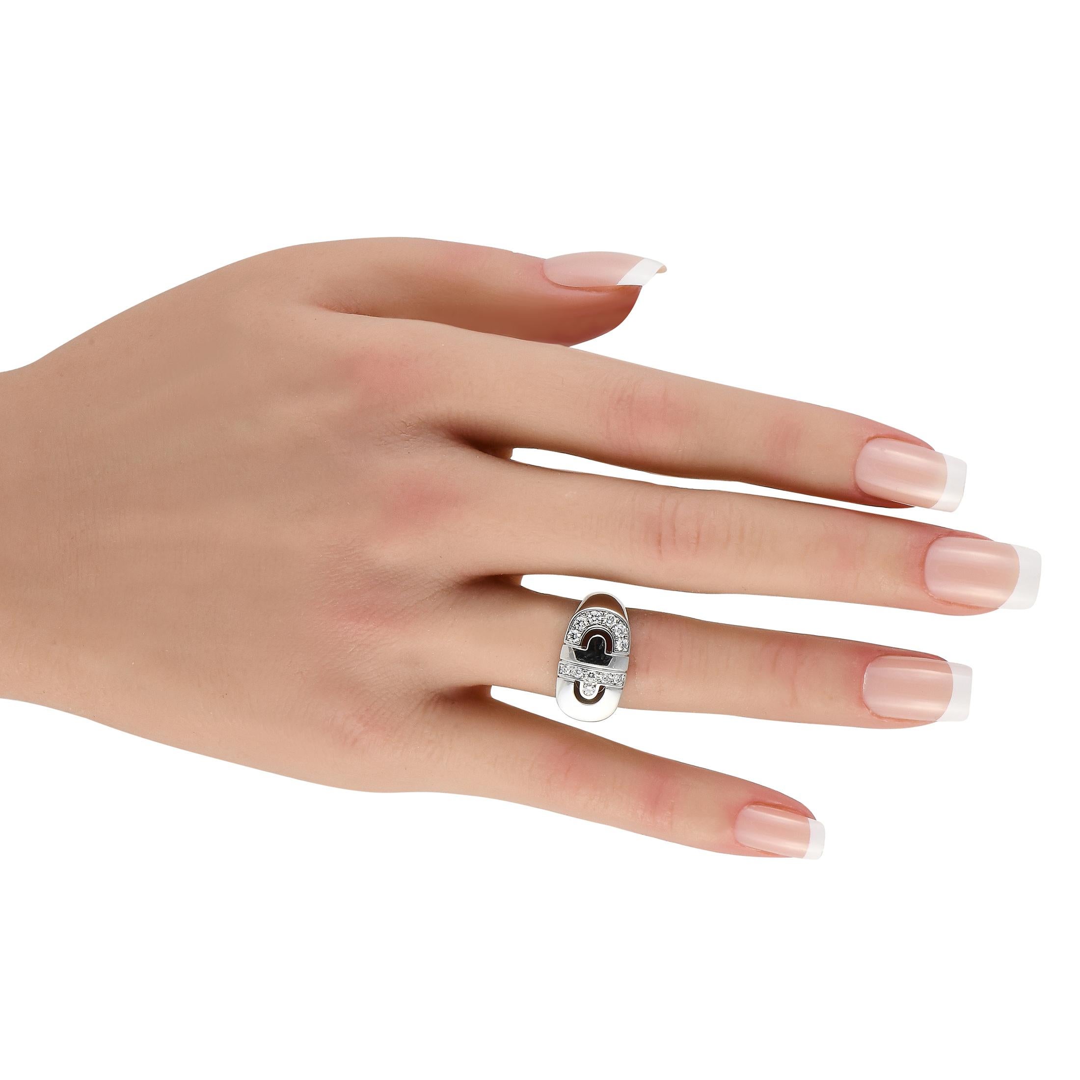 Round Cut Bvlgari Parentesi 18K White Gold Diamond Ring
