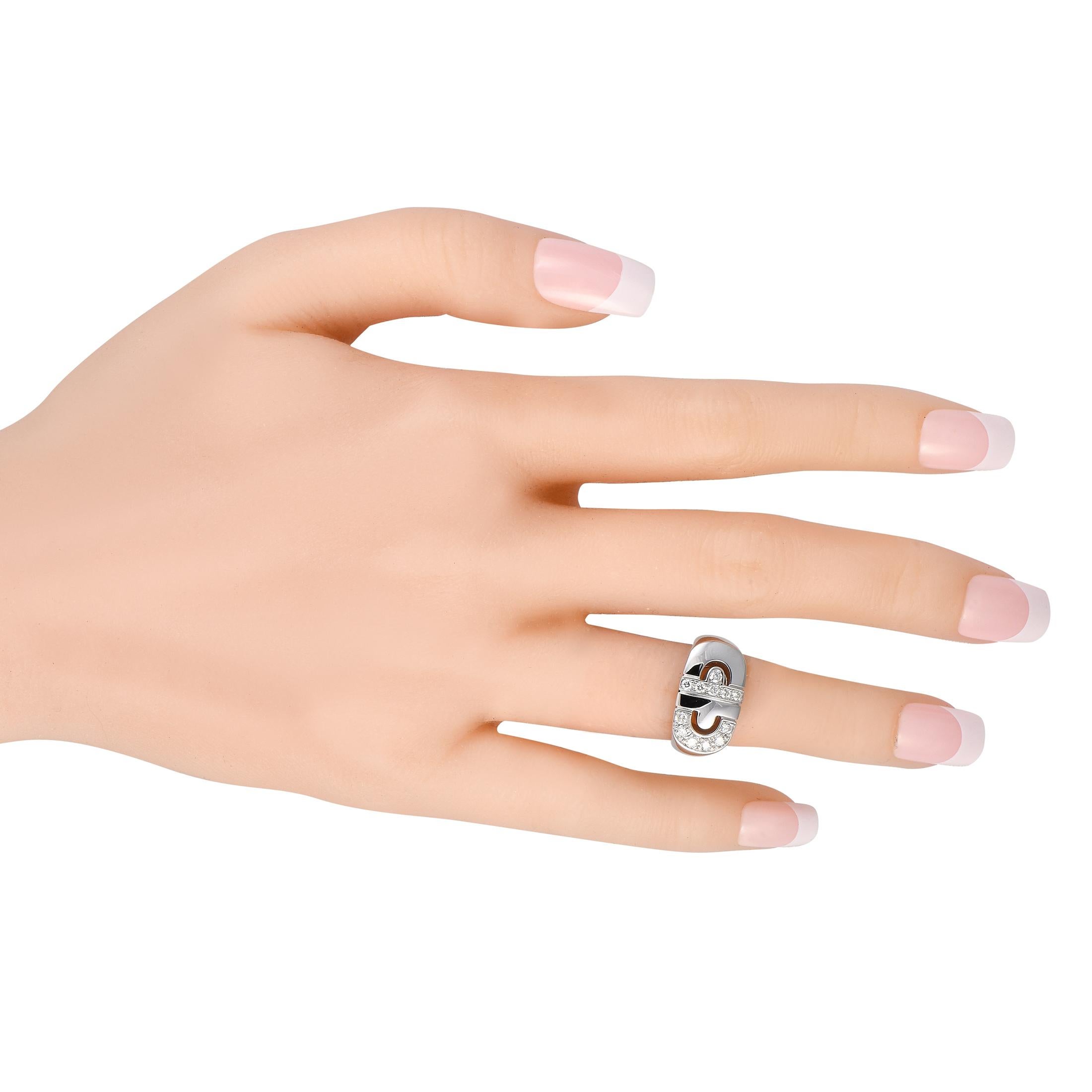 Anillo de diamantes Bvlgari Parentesi de oro blanco de 18 quilates Corte redondo