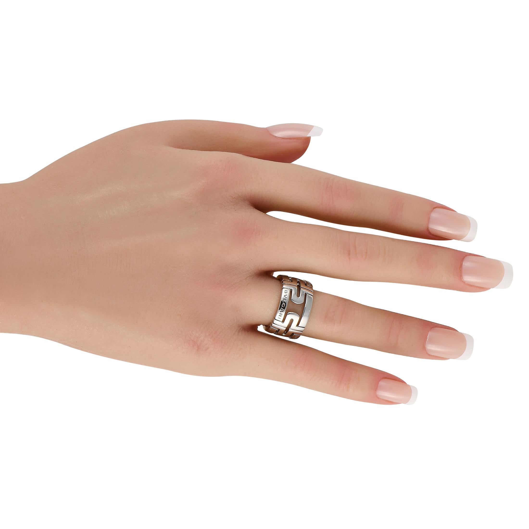 Bvlgari Parentesi 18K White Gold Ring In Excellent Condition In Southampton, PA