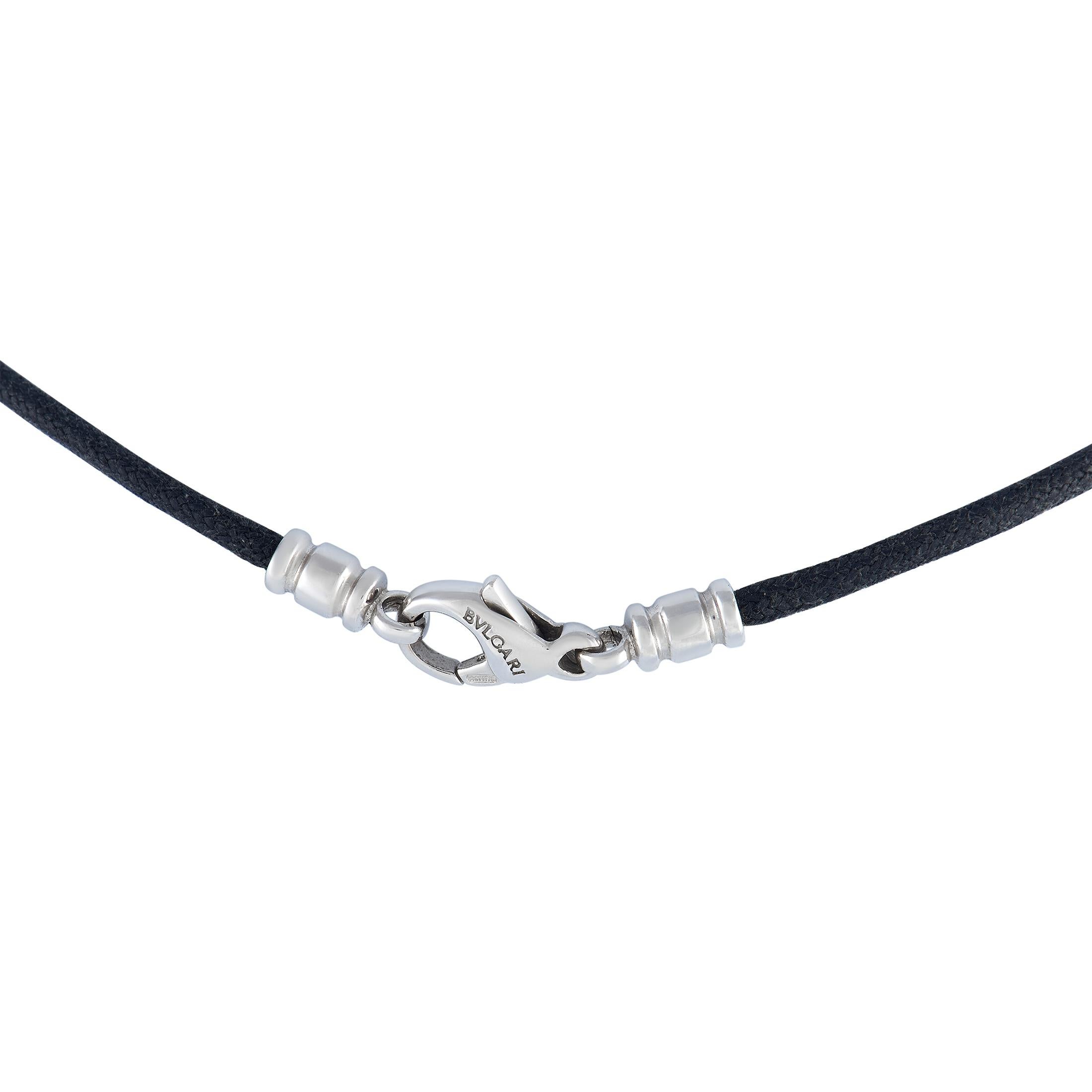 Bvlgari Parentesi 18k White Gold Silk Cord Necklace In Excellent Condition In Southampton, PA