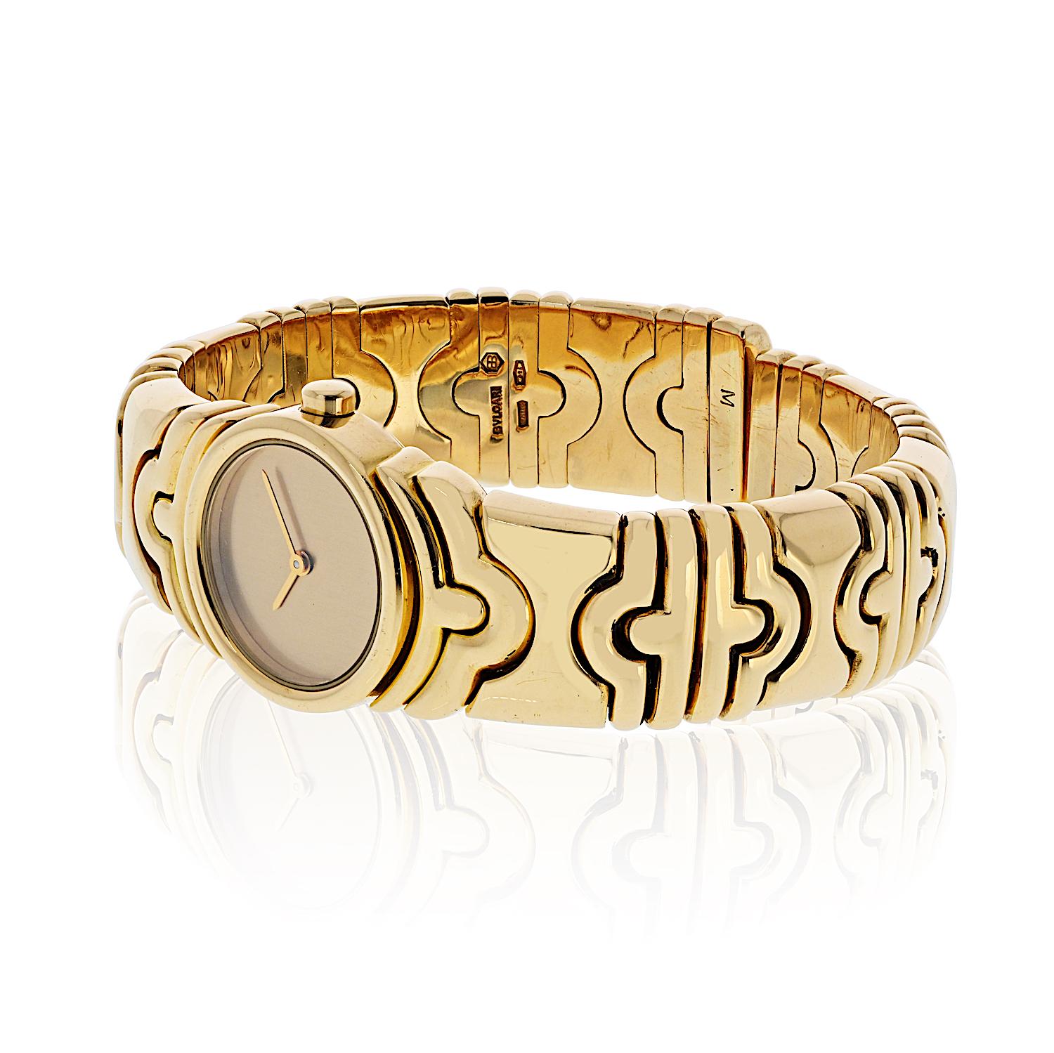 Moderne Montre Bvlgari Parentesi en or jaune 18 carats BJ 01 H54486 en vente