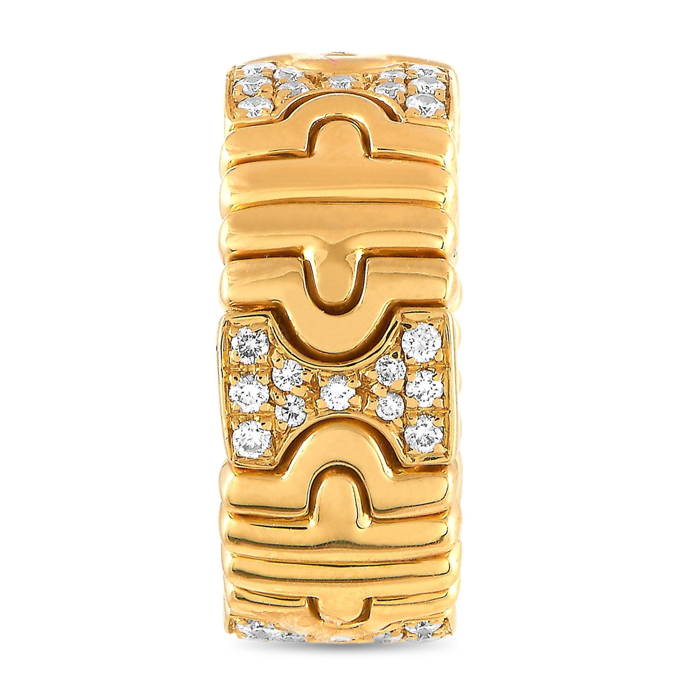 Round Cut Bvlgari Parentesi 18 Karat Yellow Gold Diamond Ring