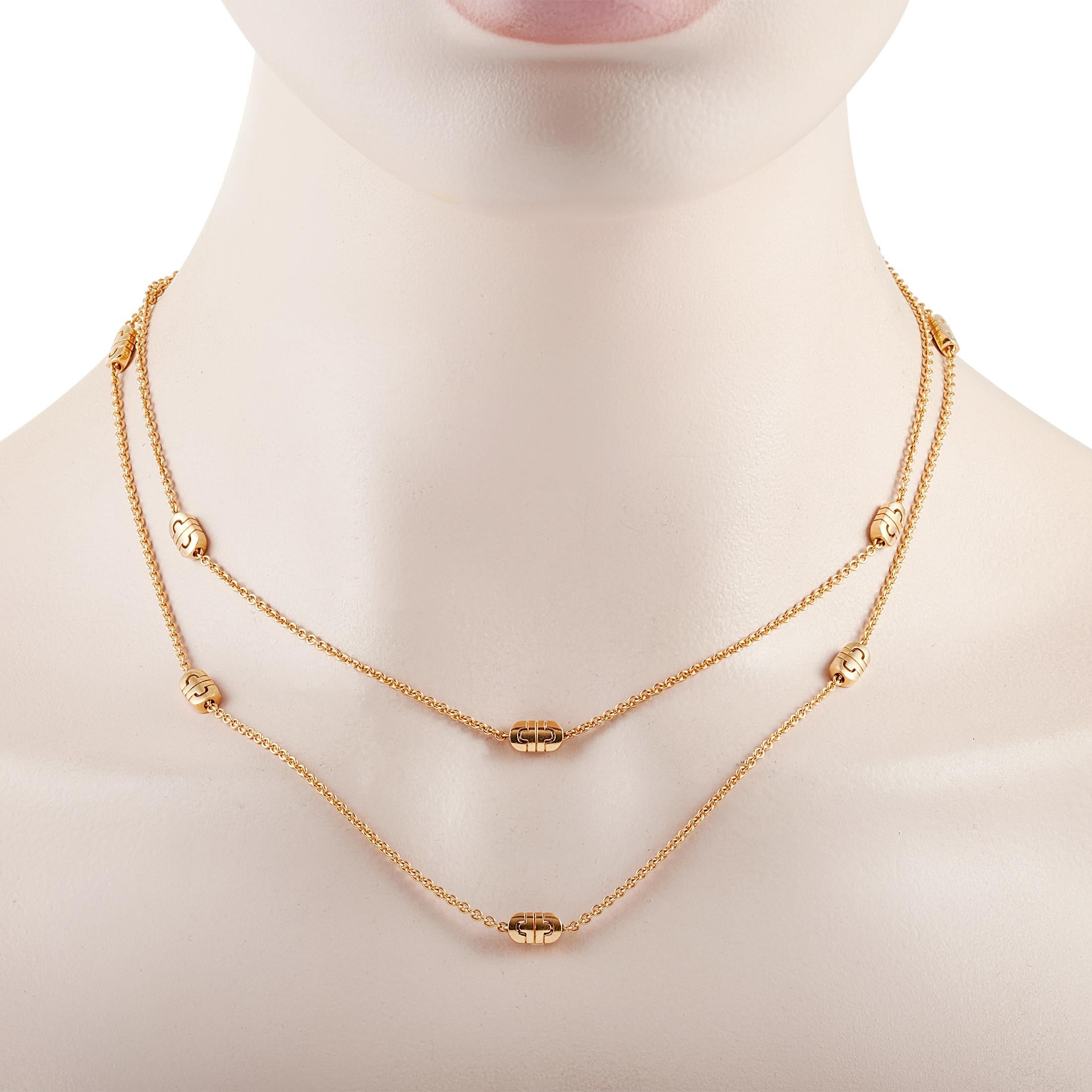 The Bvlgari “Parentesi” necklace is crafted from 18K yellow gold and weighs 22.6 grams, measuring 36” in length.
 
 This jewelry piece is offered in estate condition and includes the manufacturer’s box.