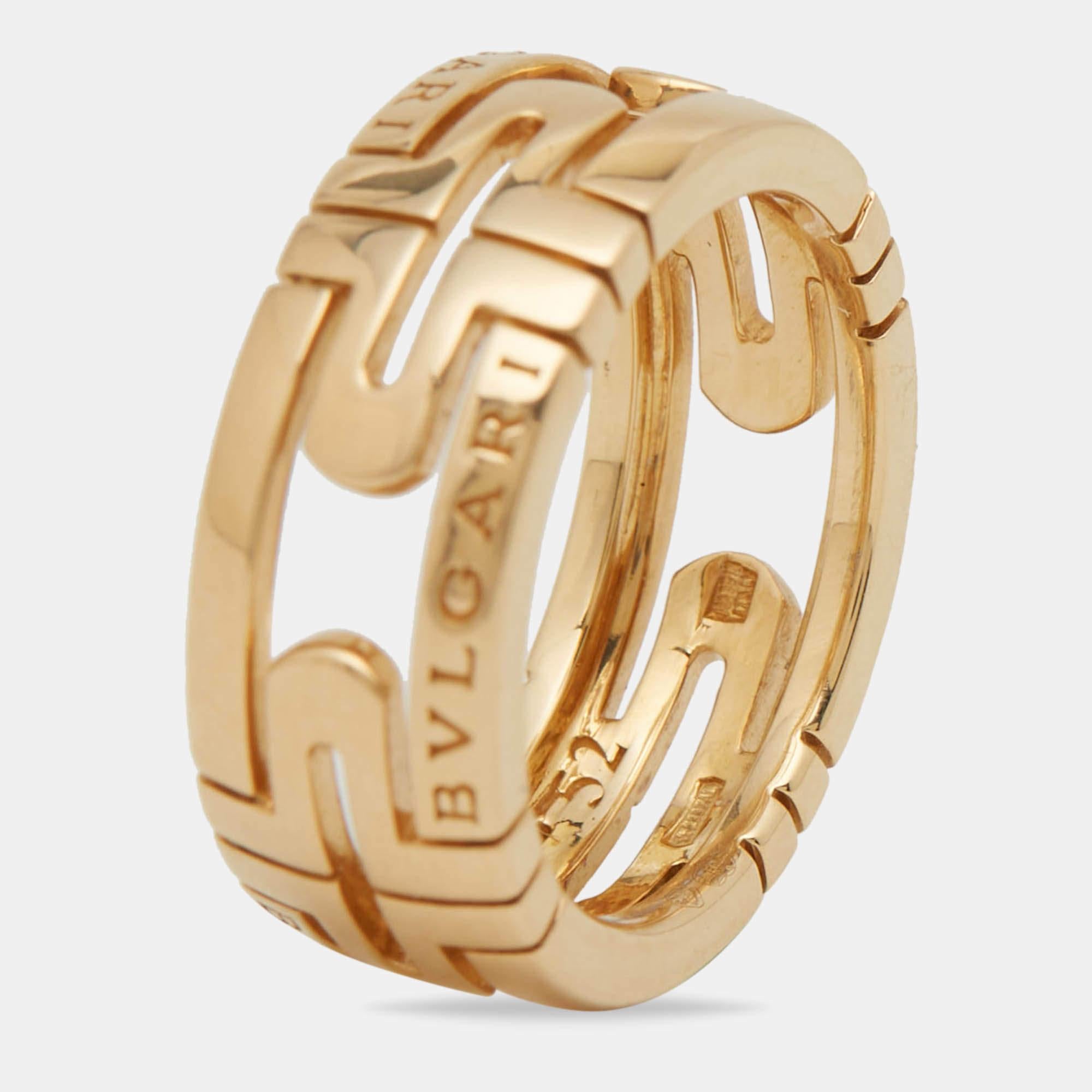 Women's Bvlgari Parentesi 18k Yellow Gold Ring Size 52