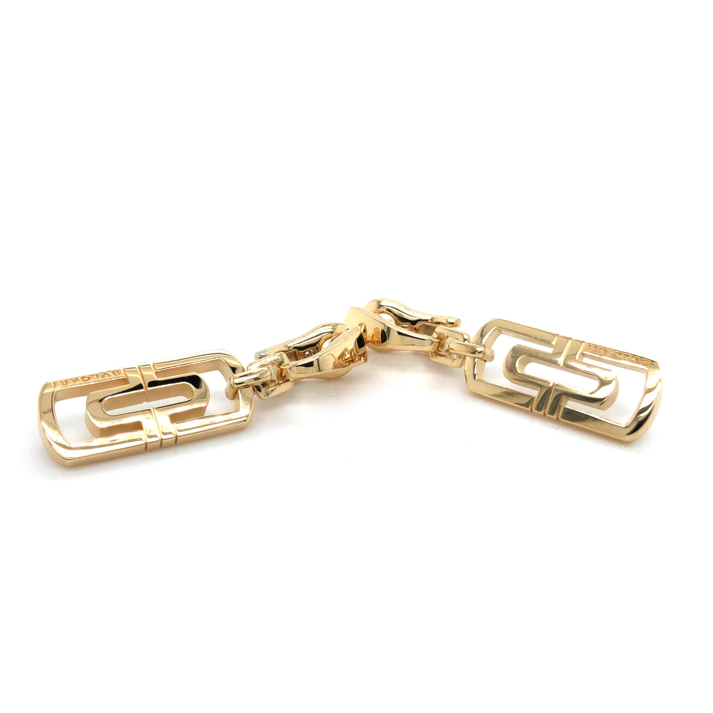 Bvlgari Parentesi 18k Yellow Gold Square Dangling Earrings For Sale 1