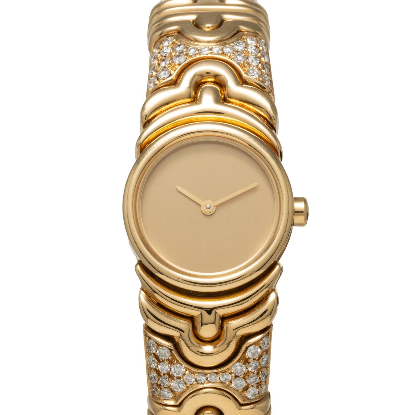 Brilliant Cut Bvlgari Parentesi BJ-01 Sterile Dial 18 Karat Yellow Gold Diamond Ladies Watch For Sale
