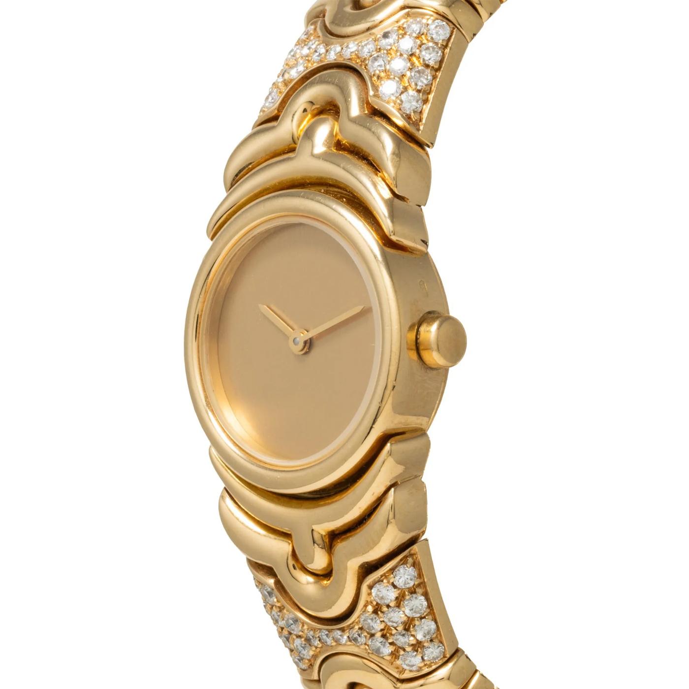 Bvlgari Parentesi BJ-01 Sterile Dial 18 Karat Yellow Gold Diamond Ladies Watch In Good Condition For Sale In Aventura, FL