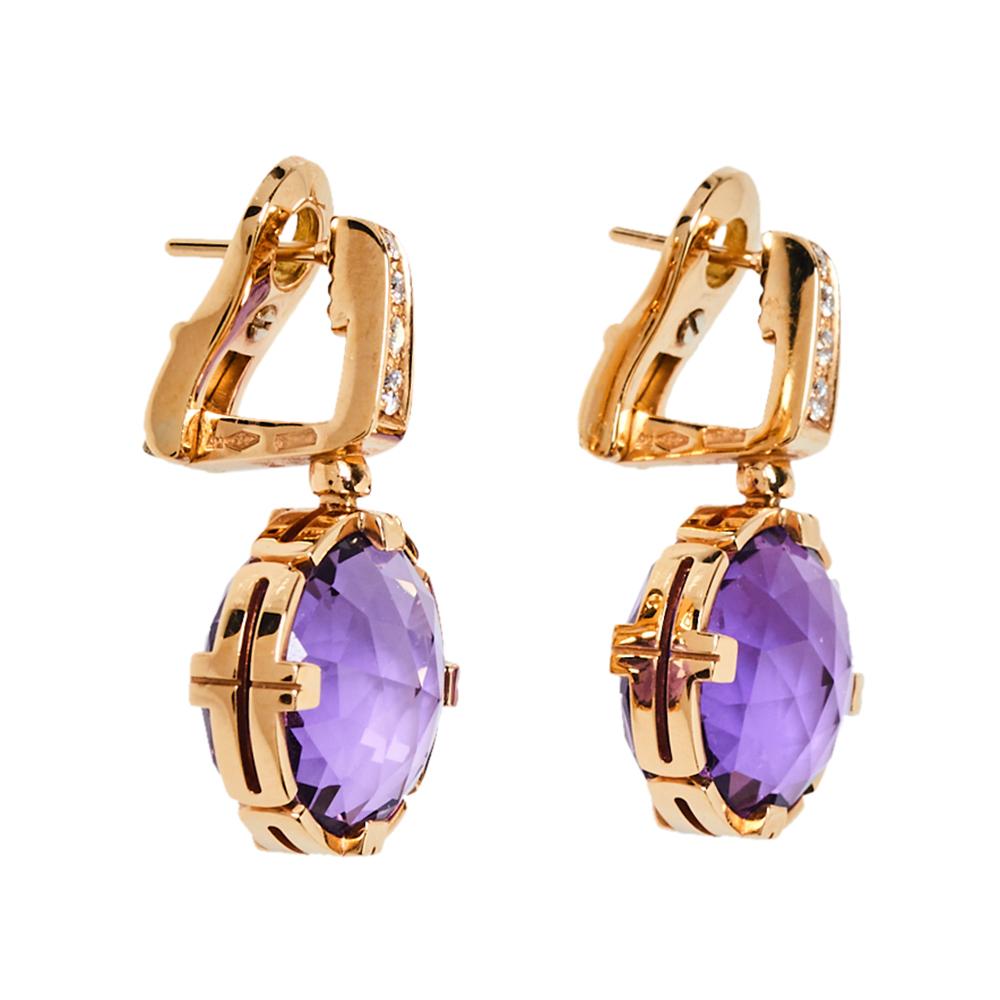 amethyst and rose gold earrings